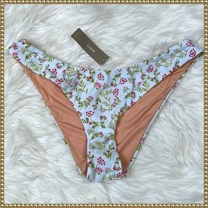 NWT J. Crew Baby Blue White Floral Swim Bikini Bottoms Size Medium